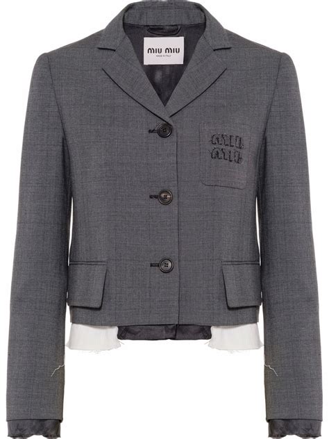 miu miu grey blazer|Luxury Women's Coats and Jackets .